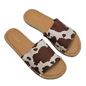American Eagle Cow Print Slide Sandals Espadrille Flat Summer Size 10